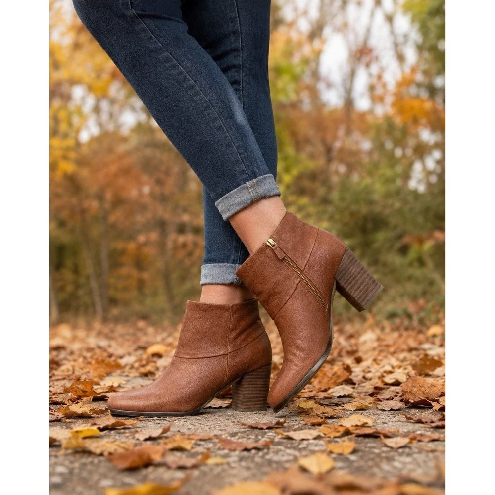 Cole Haan NikeAir Brown Leather Ankle Boots Heeled‎ Booties Womens 8B